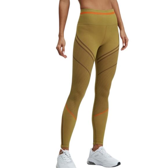 Fabletics Pants - Fabletics High-Waisted Seamless Jacquard Chartreuse Legging Tights W-467 Size M